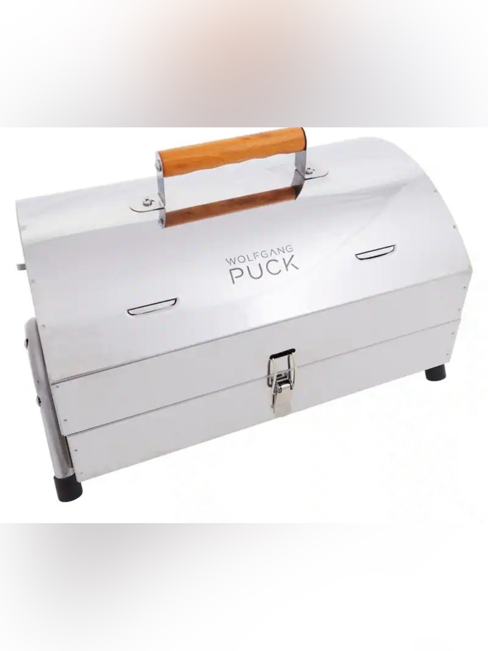 Wolfgang Puck Stainless Steel Grill with Wood Handle +Wolfgang Puck BBQ Tool Set